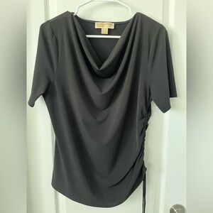 Michael Michael Kors Black Cowl Neck Ruched Top Size L